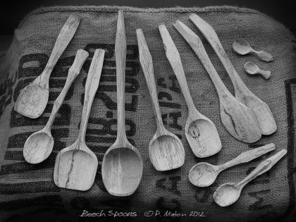 Hand made Spalted Beech Wood Spoons made by Peter Maton of whittleandstitch.net © P. Maton 2015