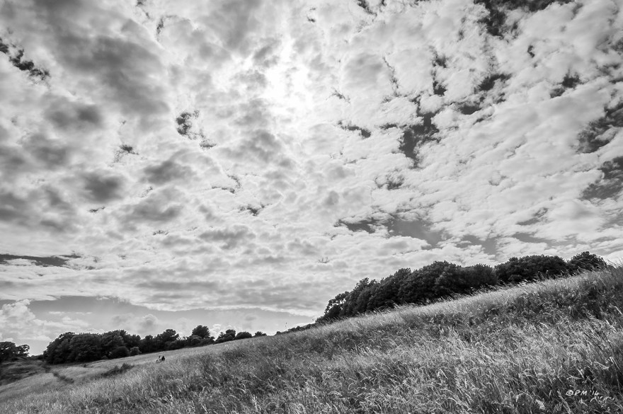 Monochrome clouds over Devils Dyke East Sussex with chalk downland grasses p.Maton 2014 eyeteeth.net
