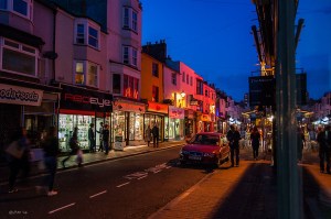 Colourful Night time view North along Gardner Street Brighton UK. Colour Landscape. © P.Maton 2014 eyeteeth.net