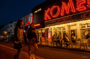 Colourful Night time view of Komedia and Gourmet Burger Company Gardner Street Brighton UK. Colour Landscape. © P.Maton 2014 eyeteeth.net