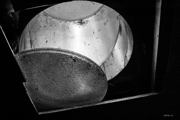 Round metal skylight with loose diffuser. Abstract Monochrome Landscape. © P. Maton 2015 eyeteeth.net